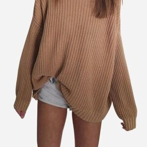 American Eagle Outfitters Camel Knit Sweater